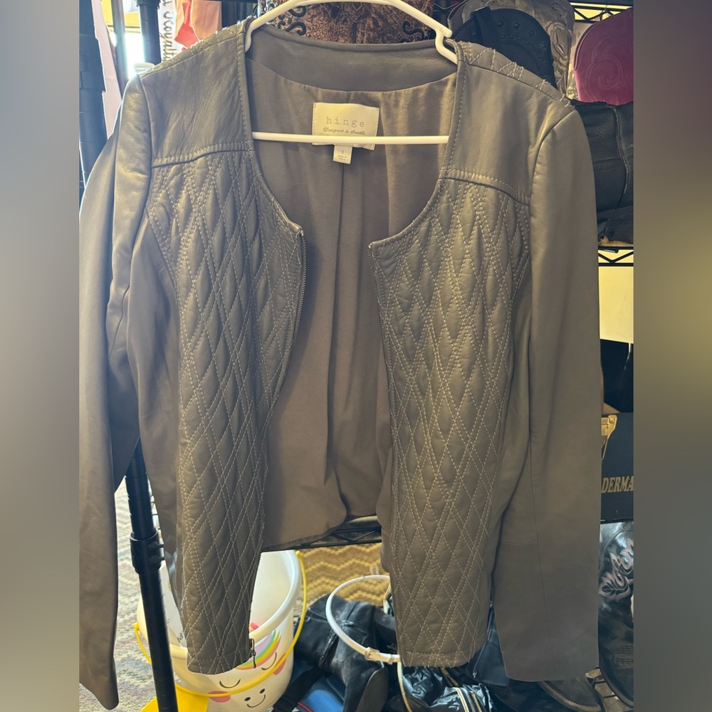 Hinge leather blazer